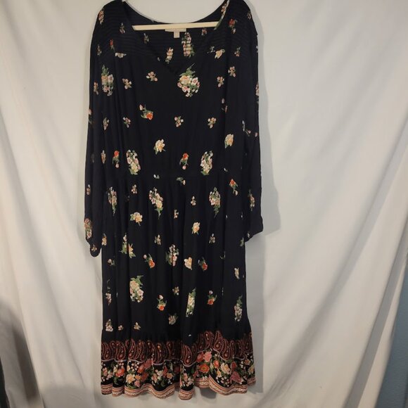 Black Floral Dress with Border Size 28W plus - Picture 1 of 7